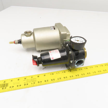 SMC AMG550-N10C 1" NPT Compressed Air Drain Catch W/ Pressure Regulator