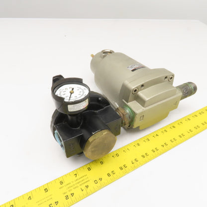 SMC AMG550-N10C 1" NPT Compressed Air Drain Catch W/ Pressure Regulator