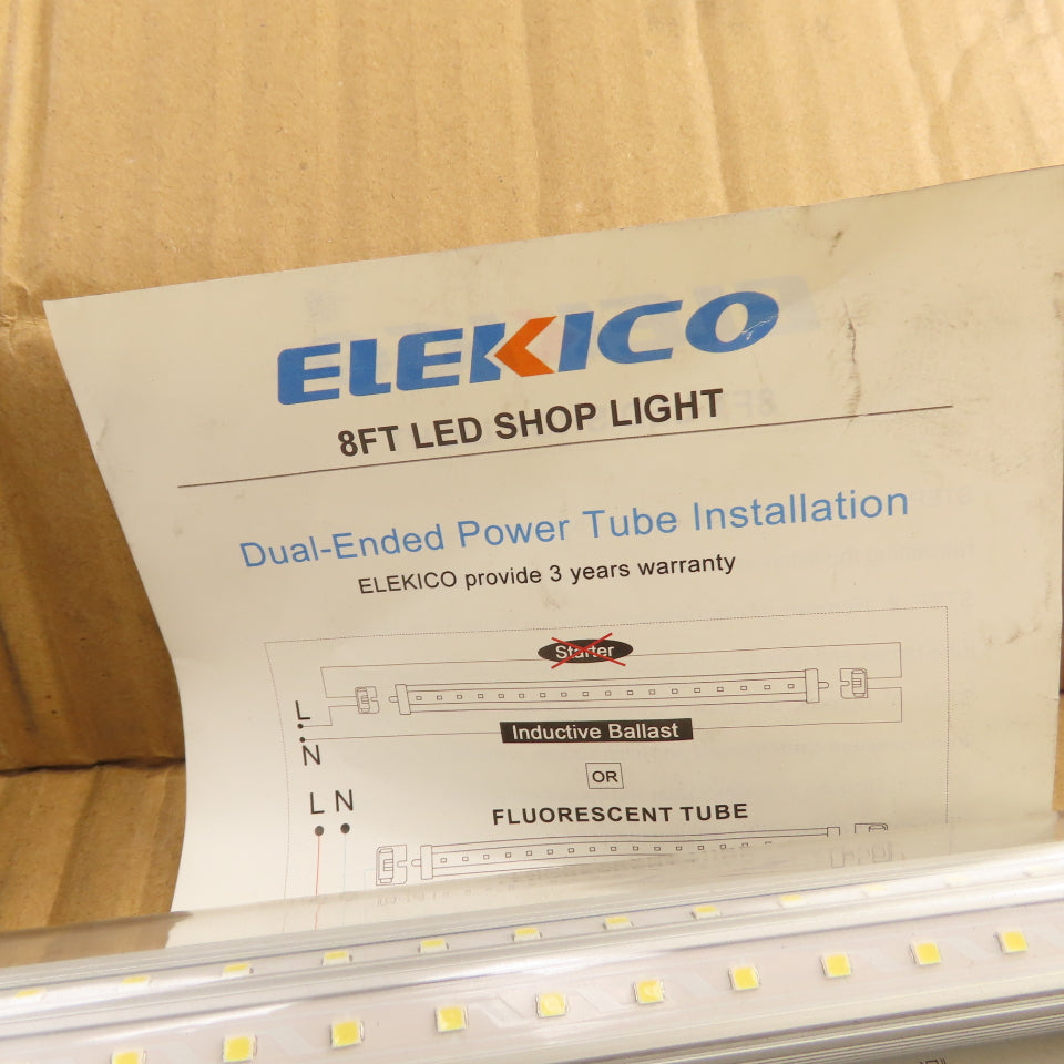 Elekico R17D-8FT-V 8FT Linkable LED Shop Work Light 100-277VAC CCT 6000K Lot/4