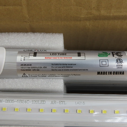 Onlylux B07L4S2ZQ2 8FT T8 LED Shop Work Light 100-277VAC CCT 6000K 45W Lot/12