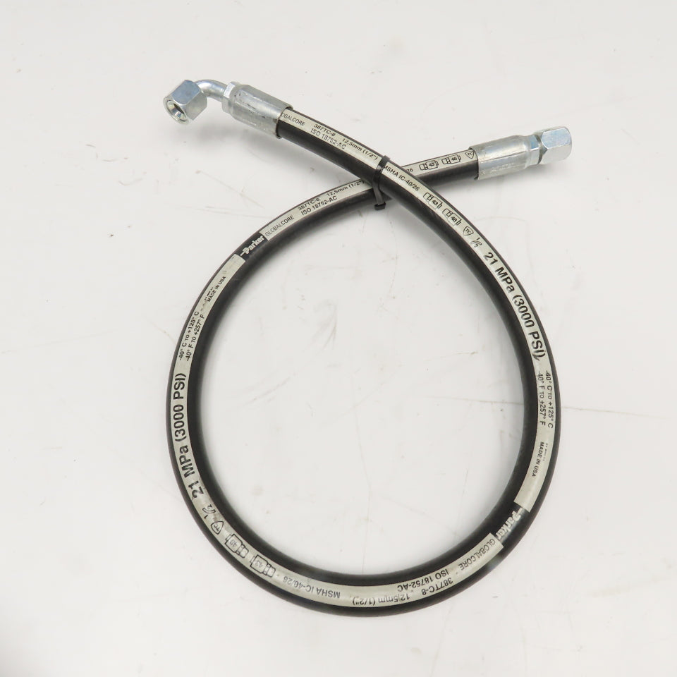 Parker 1/2" (-8) JIC Female Swivel Straight x 90° Ends Hose Assembly 3000PSI 40"