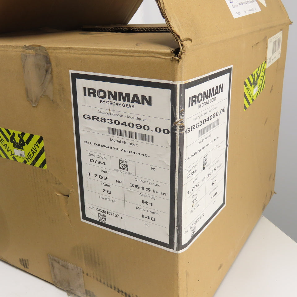 Ironman Grove Gear GR-DXMQ830-75-R1-140 75:1 Double-Reduction Helical Gearbox