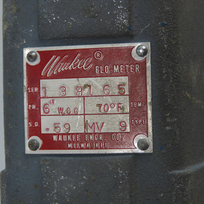 Waukee MV-9 Flow Meter 6" WCG 70°F .59SG 0-500CFH