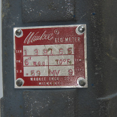 Waukee MV-9 Flow Meter 6" WCG 70°F .59SG 0-500CFH
