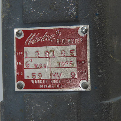 Waukee MV-9 Flow Meter 6" WCG 70°F .59SG 0-500CFH