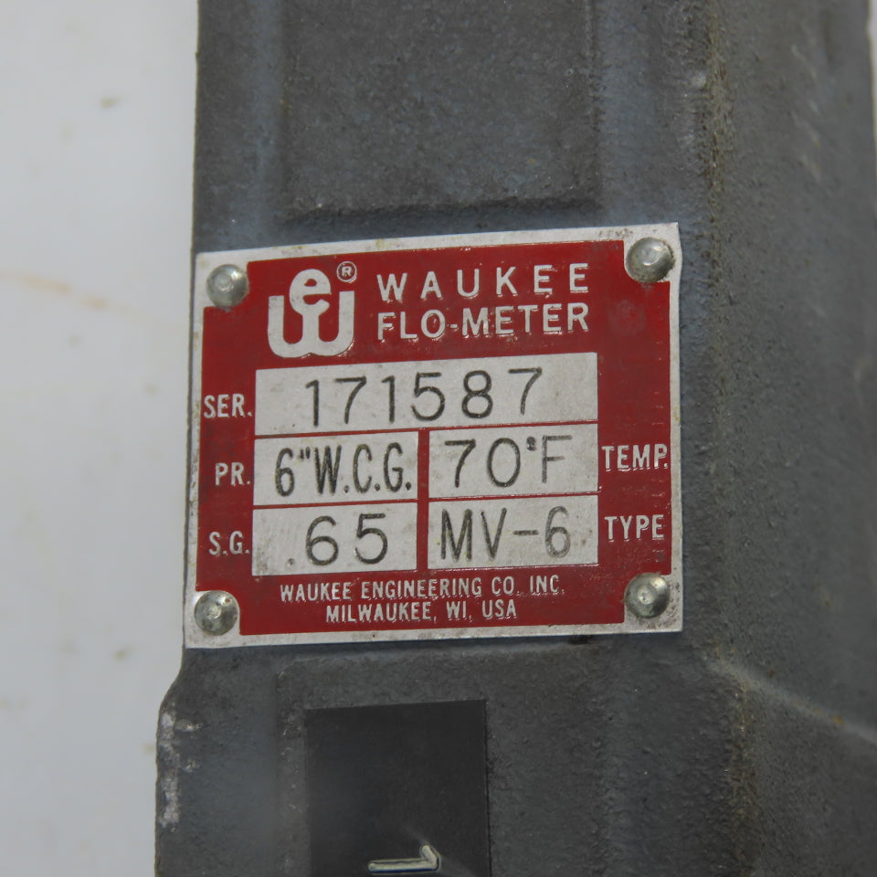 Waukee MV-6 Flow Meter 6" WCG 70°F Temp .65SG 0-150CFH Natural Gas