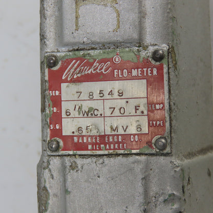 Waukee MV-6 Flow Meter 6" WCG 70°F Temp .65SG 0-150CFH Natural Gas