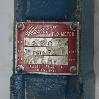 Waukee MV-6 Flow Meter 15PSIG 70°F Temp 0.96SG 0-150CFH Nitrogen