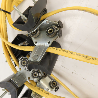 20' Long Festoon Cable Carrier Travel System Kit 14AWG 4-Conductor 600V W/ Plugs