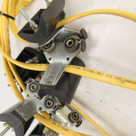 20' Long Festoon Cable Carrier Travel System Kit 14AWG 4-Conductor 600V W/ Plugs