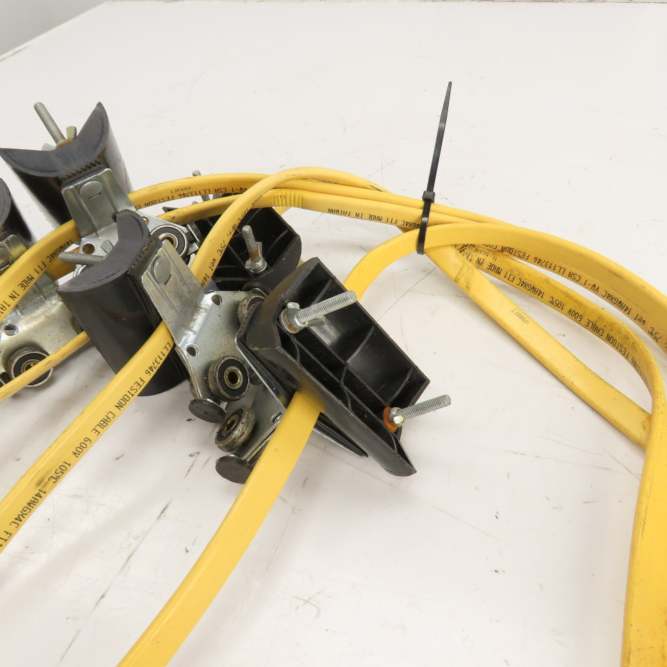 20' Long Festoon Cable Carrier Travel System Kit 14AWG 4-Conductor 600V W/ Plugs