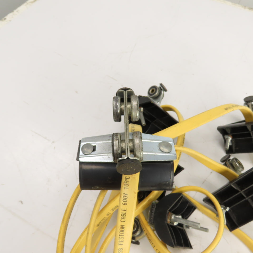 30' Long Festoon Cable Carrier Travel System Kit 14AWG 4-Conductor 600V W/ Plugs