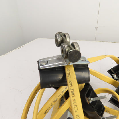 30' Long Festoon Cable Carrier Travel System Kit 14AWG 4-Conductor 600V W/ Plugs