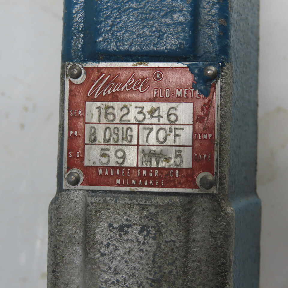 Waukee MV-5 Flow Meter 80SIG 70°F Temp .59SG 0-100CFH Ammonia