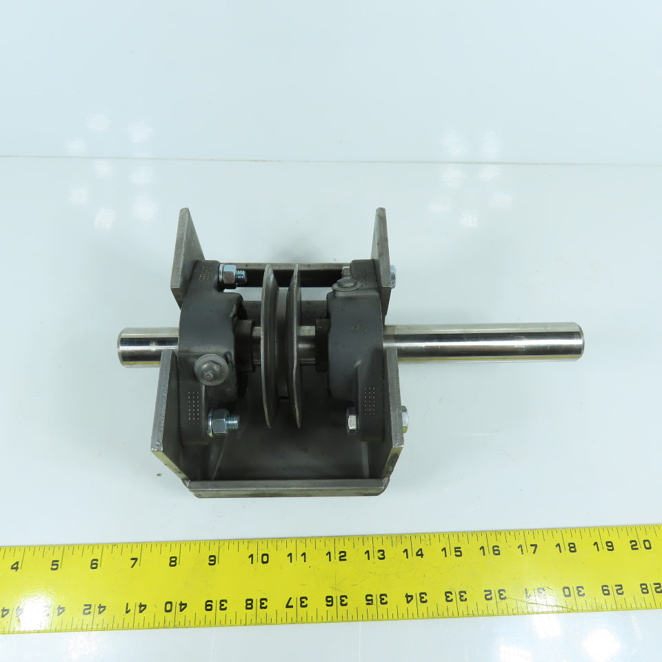 Custom Made 8V V-Belt Drive Pulley & Shaft Mounted With 2 Bearings 1" Shaft