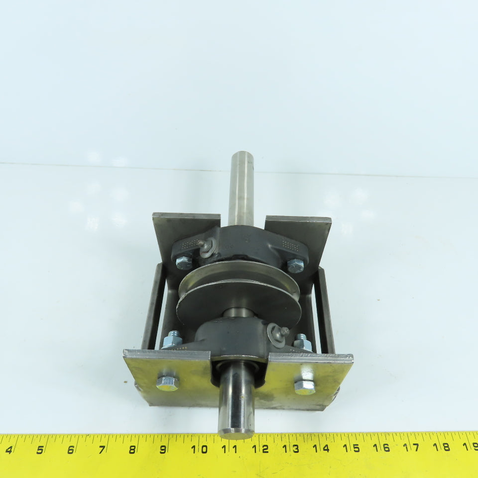 Custom Made 8V V-Belt Drive Pulley & Shaft Mounted With 2 Bearings 1" Shaft