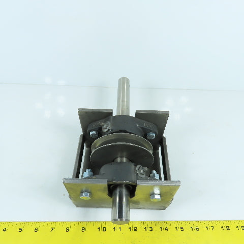 Custom Made 8V V-Belt Drive Pulley & Shaft Mounted With 2 Bearings 1" Shaft