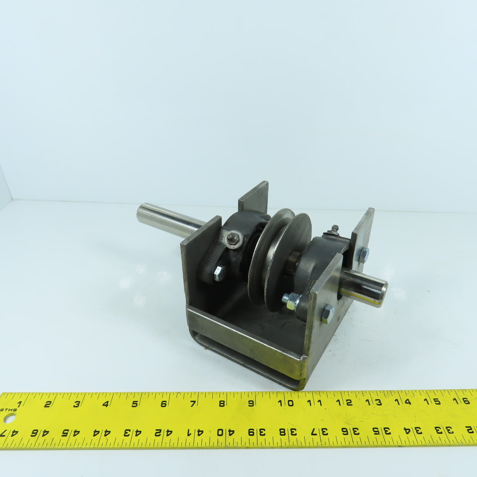 Custom Made 8V V-Belt Drive Pulley & Shaft Mounted With 2 Bearings 1" Shaft
