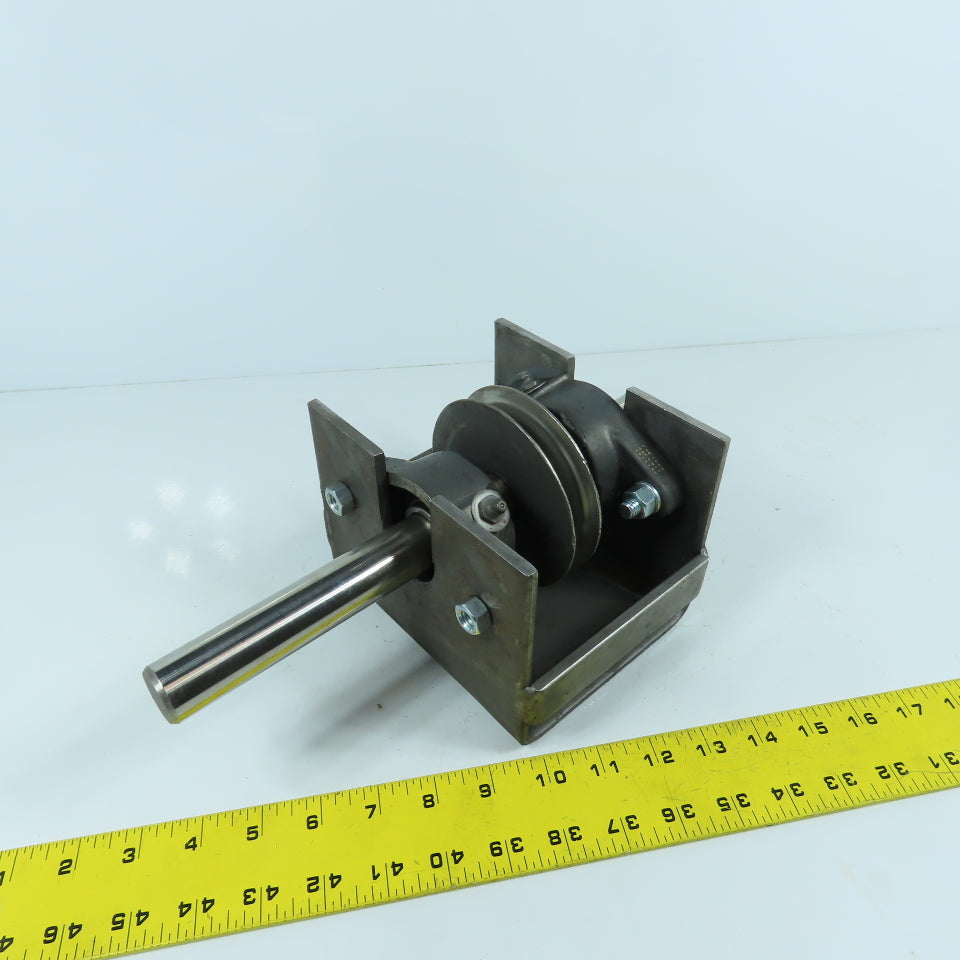 Custom Made 8V V-Belt Drive Pulley & Shaft Mounted With 2 Bearings 1" Shaft