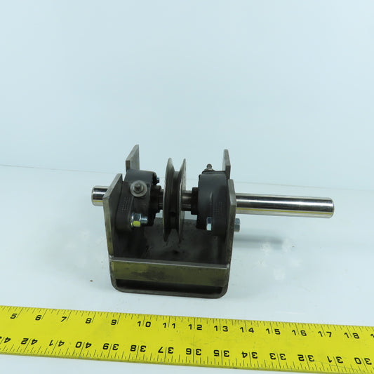Custom Made 8V V-Belt Drive Pulley & Shaft Mounted With 2 Bearings 1" Shaft
