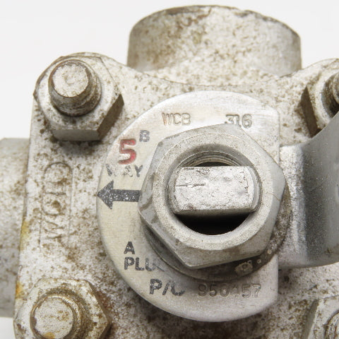 Tufline WCB 316 958457 5 Way Type A Divert Sleeve Plug Valve Steel 3/8" NPT