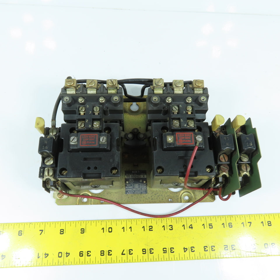 Allen Bradley 705-B0D103 Size 1 Reversing Starter 7-1/2-10HP 200-600V 120V Coil