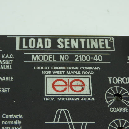 Ebbert Engineering 2100-40 Load Sentinel Motor Load Monitor Controller 120VAC