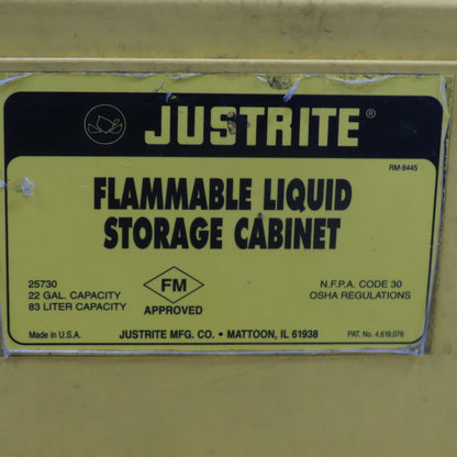 Justrite 25730 22 Gallon Flammable Liquid Storage Cabinet 35" x 22" x 35"