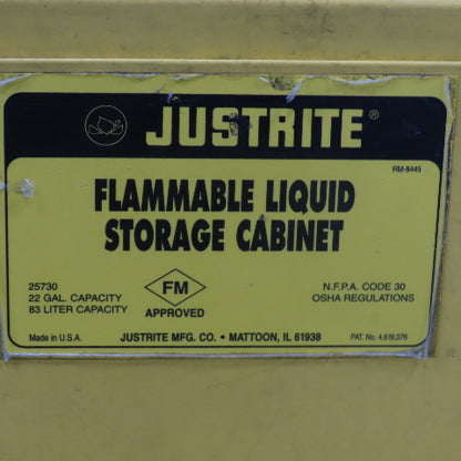 Justrite 25730 22 Gallon Flammable Liquid Storage Cabinet 35" x 22" x 35"