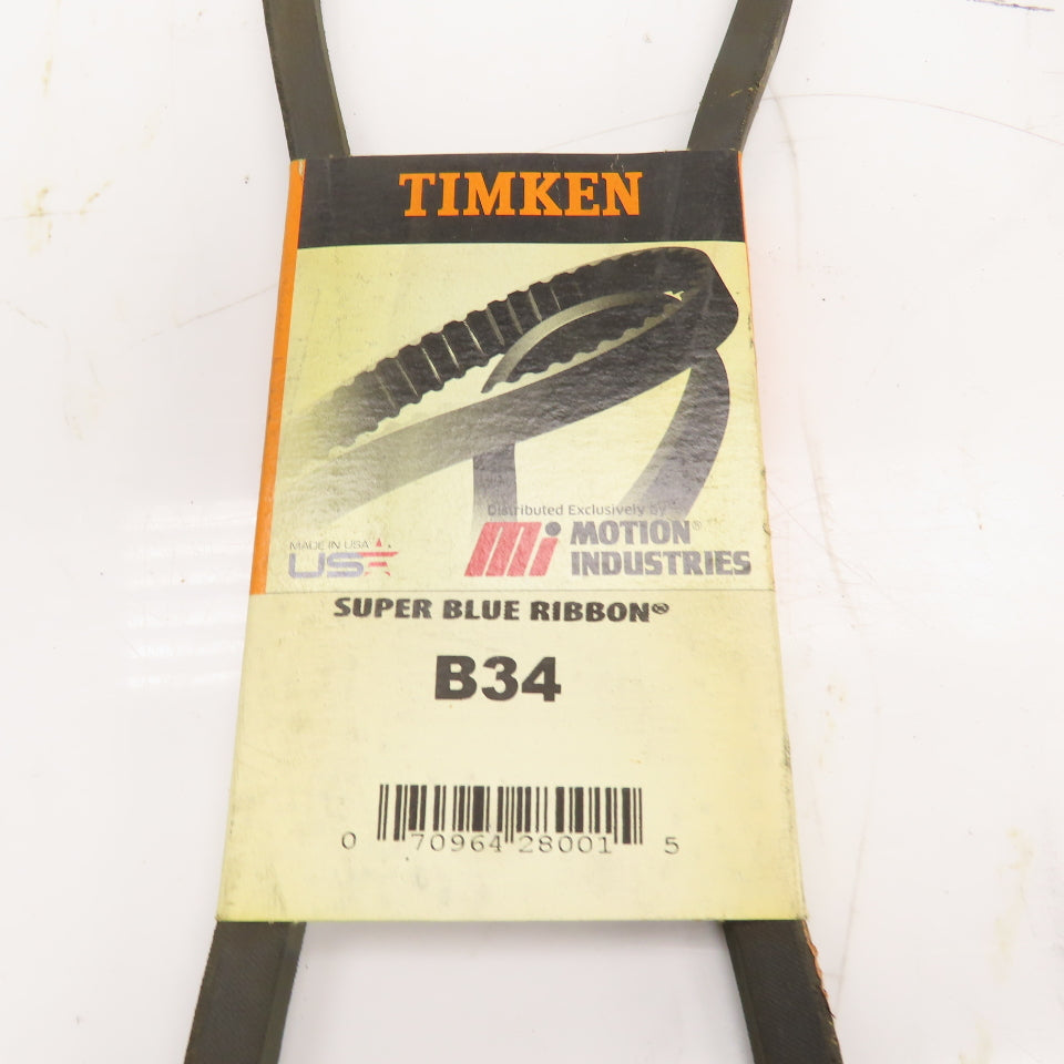 Timken Super Blue Ribbon B34 B-Section V-Belt 21/32" x 37" Long Lot Of 7