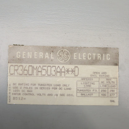 General Electric CR360MA503AA**D 250/277/480V Lighting Contactor 120V Coil