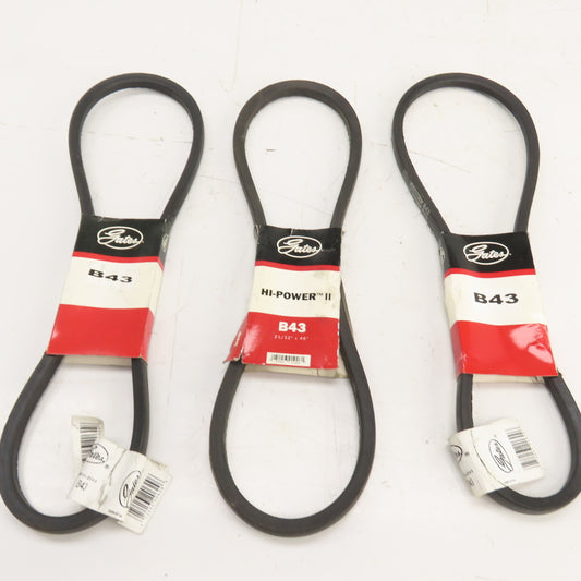 Gates 9003-2043 B43 B-Section V Belt 21/32" x 46" Long Lot Of 3