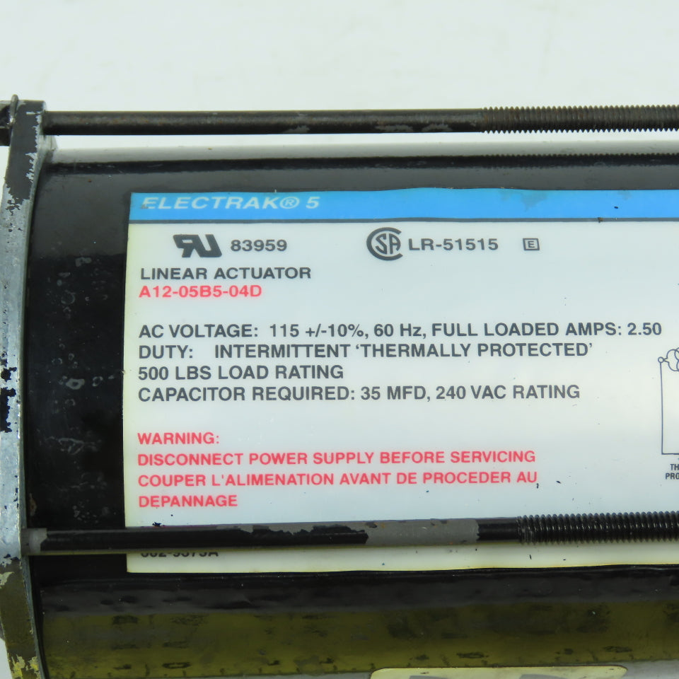 Electrak 5 A12-05B5-04D Linear Actuator Motor ONLY 115VAC 2.5A 8mm Shaft