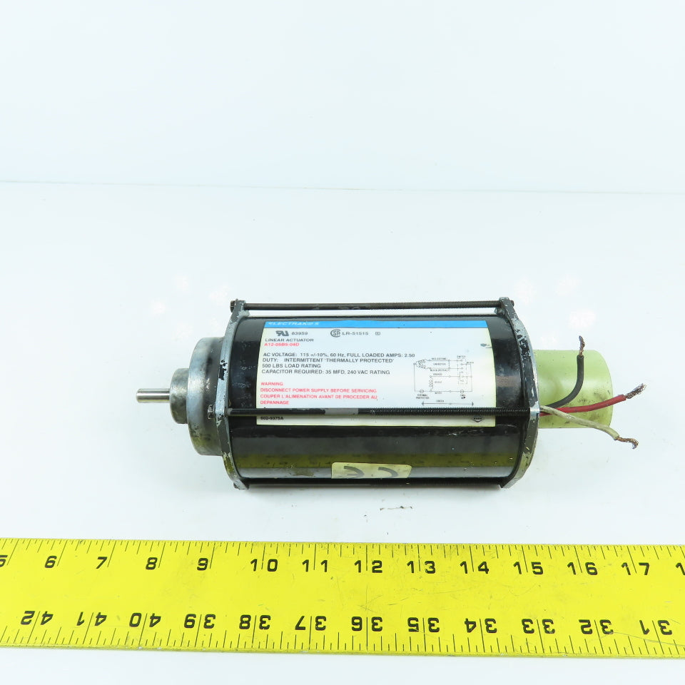 Electrak 5 A12-05B5-04D Linear Actuator Motor ONLY 115VAC 2.5A 8mm Shaft