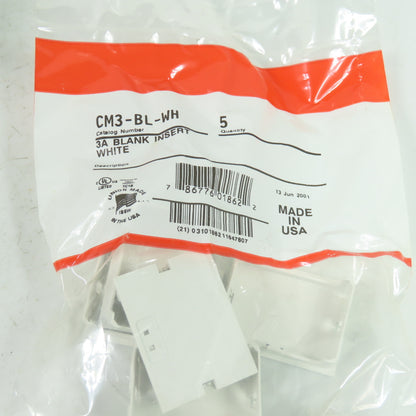 Wiremold CM3-BL-WH 3A Blank Insert (White) Lot Of 25