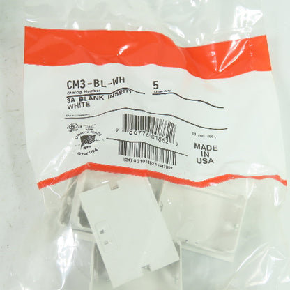 Wiremold CM3-BL-WH 3A Blank Insert (White) Lot Of 25