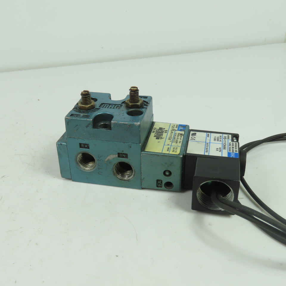 Mac 712C-12-PI-111CA 4-Way Solenoid Valve 150PSI 120V Coil 1/4" NPT