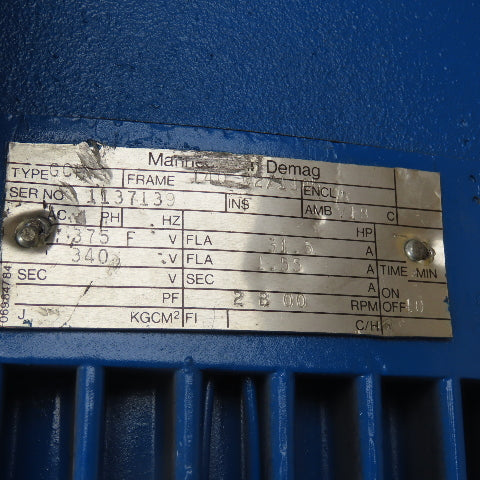 Mannesmann Demag GCH DC Electric Motor 340/375F V 2800RPM 140 Frame