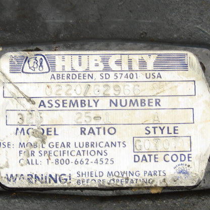 Hub City 0220/62966 25:1 Ratio C-Face Mounted Right Angle Thru Shaft Gear Box