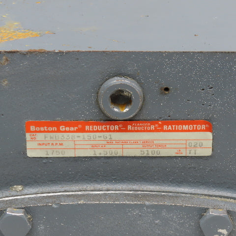 Boston Gear FWB338-150-G1 150:1 Ratio Parallel Output Gear Reducer 5100 In/Lbs.