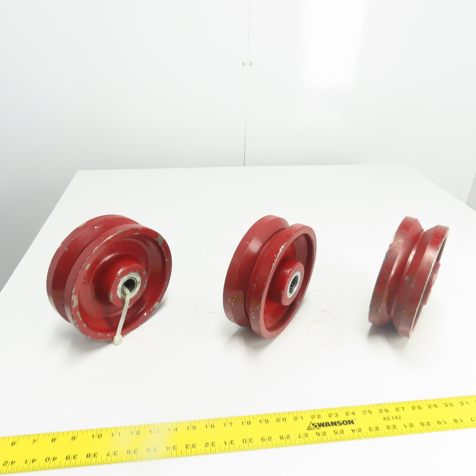 Hamilton 041215 V-Grooved Metal Wheel 8" Dia. x 2-3/4" Wide Lot Of 3