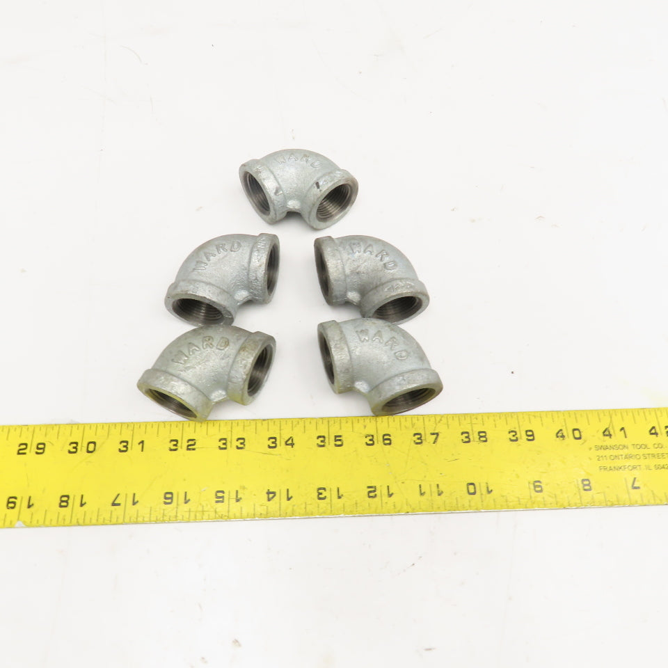 Ward 3/4" NPT Galvanized 90° Elbow USA Lot Of 5