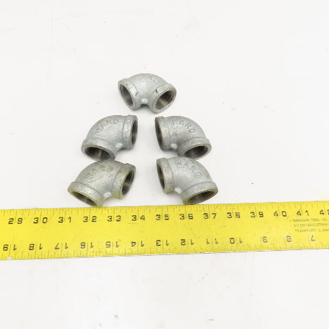 Ward 3/4" NPT Galvanized 90° Elbow USA Lot Of 5