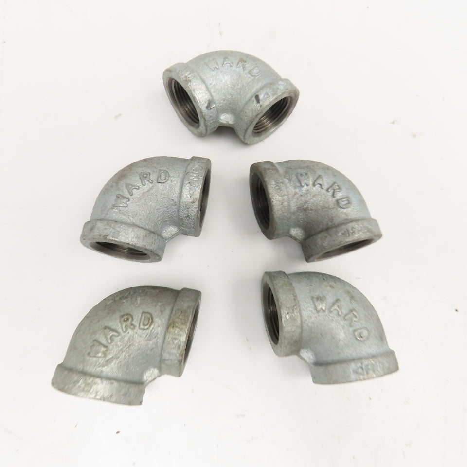 Ward 3/4" NPT Galvanized 90° Elbow USA Lot Of 5