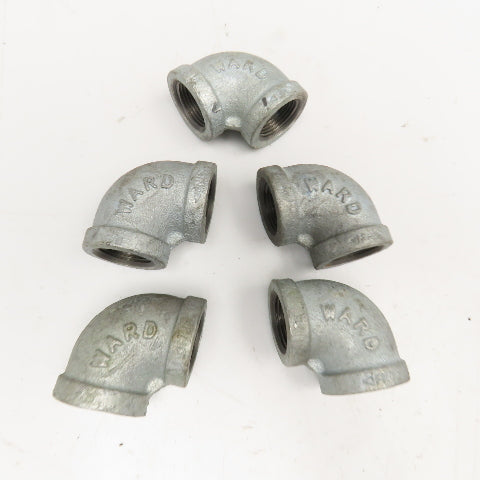 Ward 3/4" NPT Galvanized 90° Elbow USA Lot Of 5