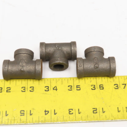 Siam 1/4" NPT Malleable Black Pipe TEE Lot Of 3