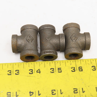 Siam 1/4" NPT Malleable Black Pipe TEE Lot Of 3
