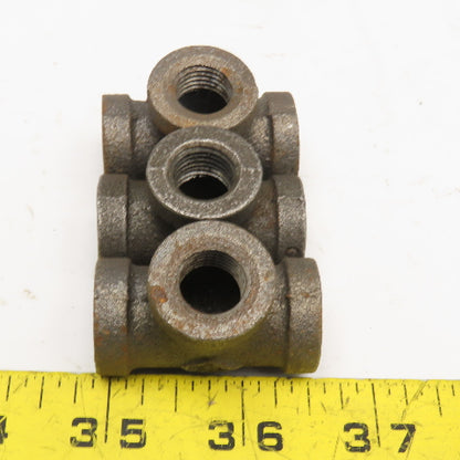 Siam 1/4" NPT Malleable Black Pipe TEE Lot Of 3
