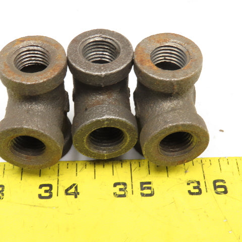 Siam 1/4" NPT Malleable Black Pipe TEE Lot Of 3