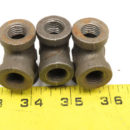 Siam 1/4" NPT Malleable Black Pipe TEE Lot Of 3